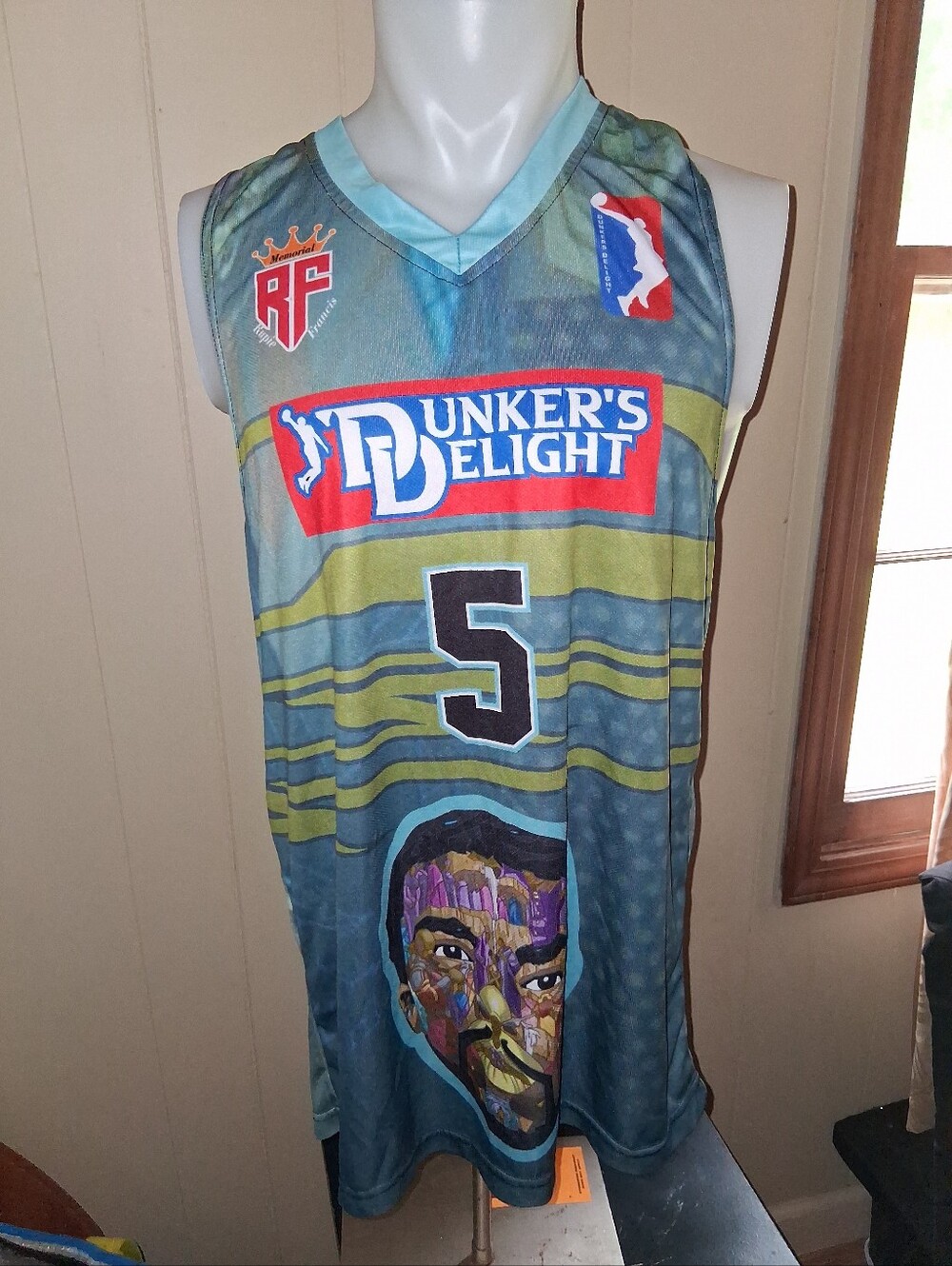 Blue-Green Men's Basketball Jersey - Number 5